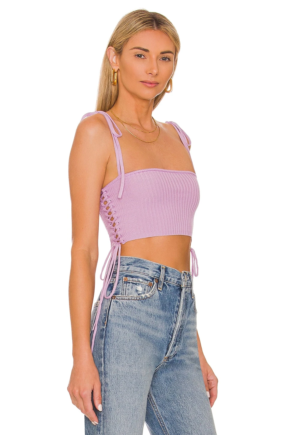 Camila Coelho Priscilla Knit Lace Up Top Purple 4 Camila Coelho Priscilla Knit Lace Up Top Purple - Image 2