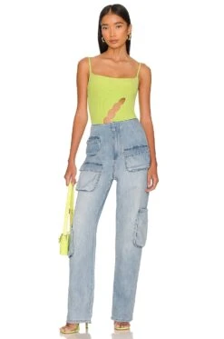 Camila Coelho Maia Knit Bodysuit Lime Green -Camila coelho Sales COEL WS251 V5