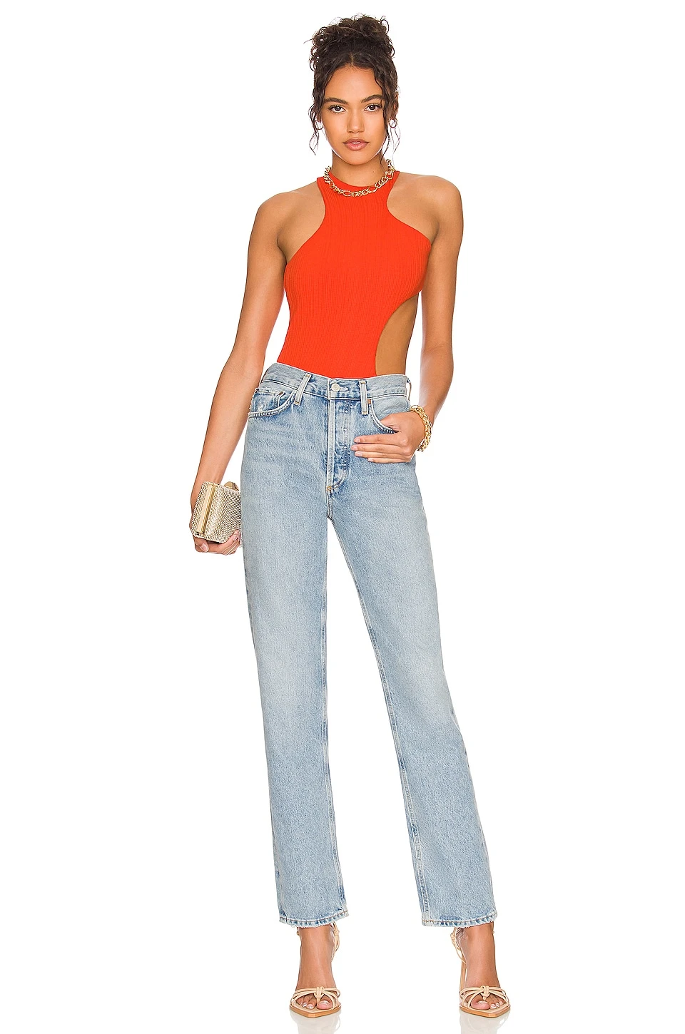 Camila Coelho Lexi Bodysuit Mandarin Red 8 Camila Coelho Lexi Bodysuit Mandarin Red - Image 6