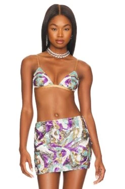 Camila Coelho Kristen Bralette Multi Marble