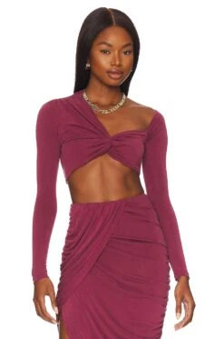 Camila Coelho Liby Crop Top Berry Mauve