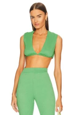 Camila Coelho Devon Crop Top Green