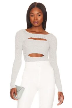 Camila Coelho Kamari Cut Out Metallic Top Silver