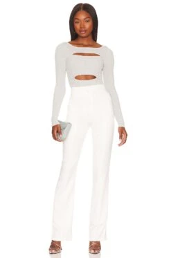 Camila Coelho Kamari Cut Out Metallic Top Silver -Camila coelho Sales COEL WS293 V4