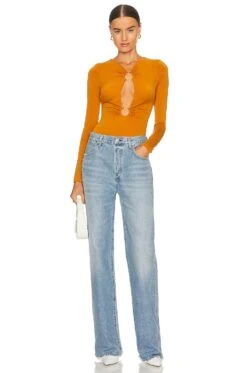Camila Coelho Reyes Bodysuit Burnt Orange -Camila coelho Sales COEL WS304 V5
