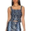 Camila Coelho Moreau Corset Top Blue