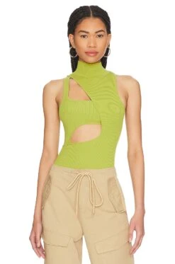 Camila Coelho Rosalee Cut Out Bodysuit Green