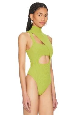 Camila Coelho Rosalee Cut Out Bodysuit Green -Camila coelho Sales COEL WS320 V3