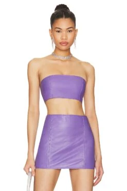 Camila Coelho Leather Tube Top Purple