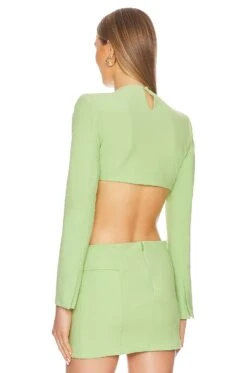 Camila Coelho Laken Crop Top Celery Green -Camila coelho Sales COEL WS332 V3