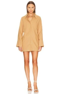 Camila Coelho Reine Oversized Button Down Sand -Camila coelho Sales COEL WS337 V2