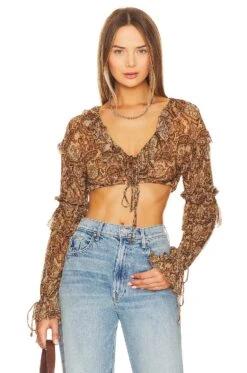 Camila Coelho Elly Top Brown Paisley