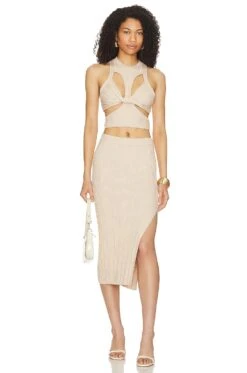 Camila Coelho Hyda Cut Out Knit Top Cream -Camila coelho Sales COEL WS345 V4