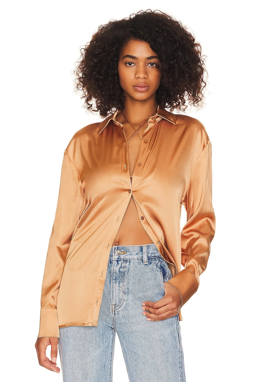 Camila Coelho Jill Button Down Shirt Soft Gold 4 Camila Coelho Jill Button Down Shirt Soft Gold - Image 2
