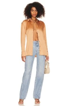 Camila Coelho Jill Button Down Shirt Soft Gold 11 Camila Coelho Jill Button Down Shirt Soft Gold -Camila coelho Sales COEL WS348 V5