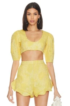 Camila Coelho Kahlo Crop Top Buttercream Yellow