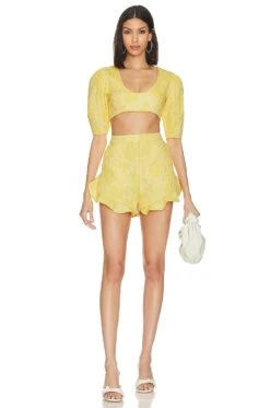 Camila Coelho Kahlo Crop Top Buttercream Yellow -Camila coelho Sales COEL WS356 V4