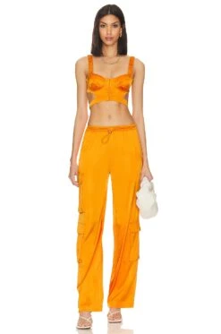 Camila Coelho Barton Crop Top Apricot Orange -Camila coelho Sales COEL WS357 V4
