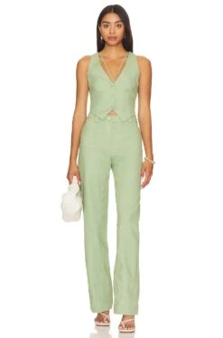 Camila Coelho Matilde Vest Sage Green -Camila coelho Sales COEL WS358 V4