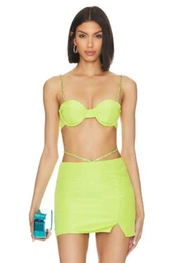 Camila Coelho Crystal Bralette Apple Green