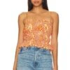 Camila Coelho Mura Top Orange Floral