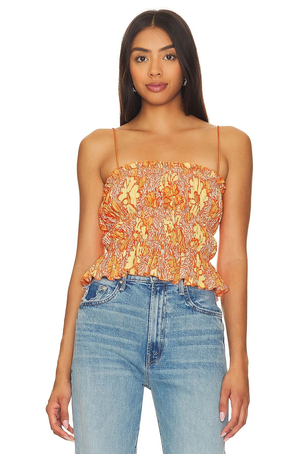 Camila Coelho Mura Top Orange Floral 3 Camila Coelho Mura Top Orange Floral