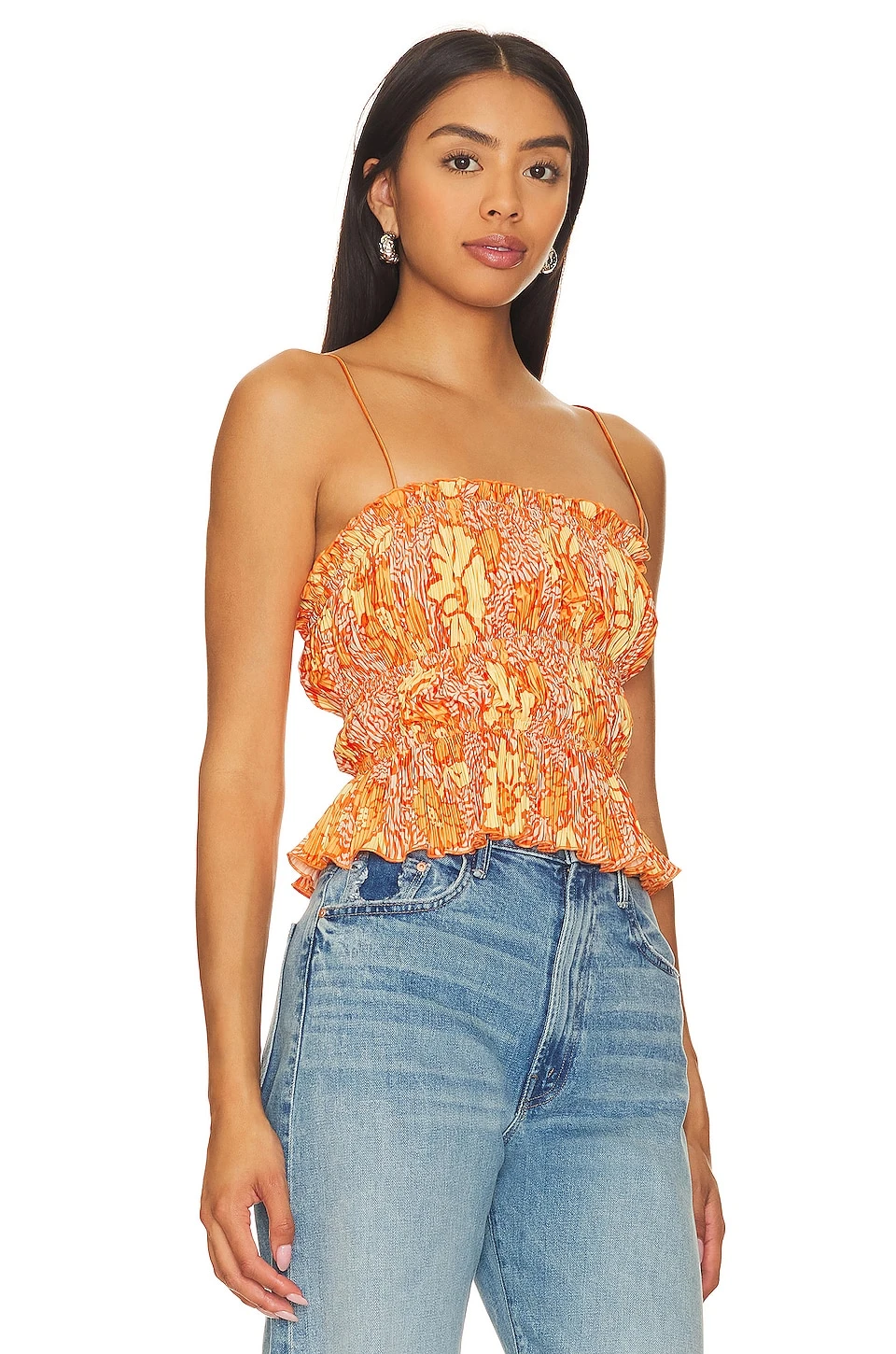 Camila Coelho Mura Top Orange Floral 4 Camila Coelho Mura Top Orange Floral - Image 2