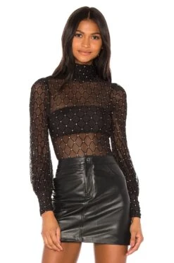 Camila Coelho Mara Bodysuit Black