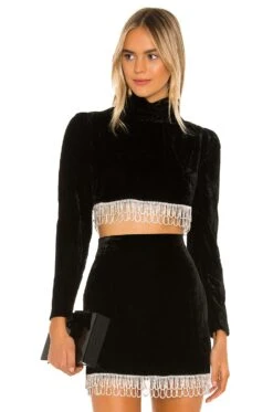 Camila Coelho Aliah Cropped Top Black