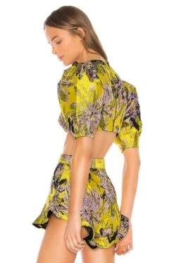 Camila Coelho Kahlo Crop Top Yellow Floral -Camila coelho Sales COEL WS4 V3
