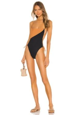 Camila Coelho Santos One Piece Black & Tan -Camila coelho Sales COEL WX15 V1