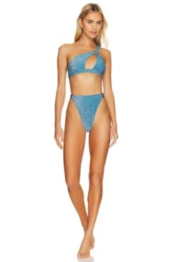 Camila Coelho Marcella High Waist Bottom Blue -Camila coelho Sales COEL WX193 V4