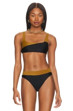 Camila Coelho Santos Top Black & Tan