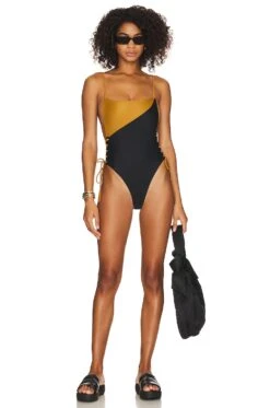Camila Coelho Santos One Piece Black & Tan
