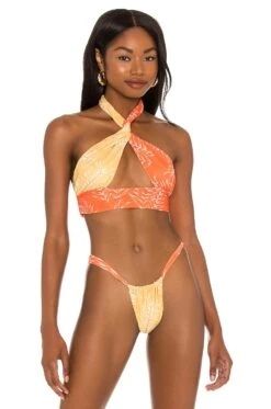 Camila Coelho Alipha Top Orange & Yellow Palm