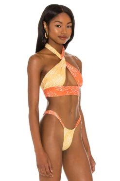 Camila Coelho Alipha Top Orange & Yellow Palm -Camila coelho Sales COEL WX64 V3